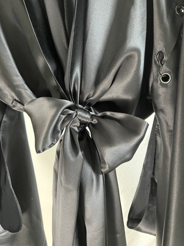 erotica lingerie black silk kimono robe lunatic femme