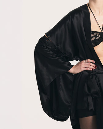 Stroke of Midnight Convertible Kimono Robe