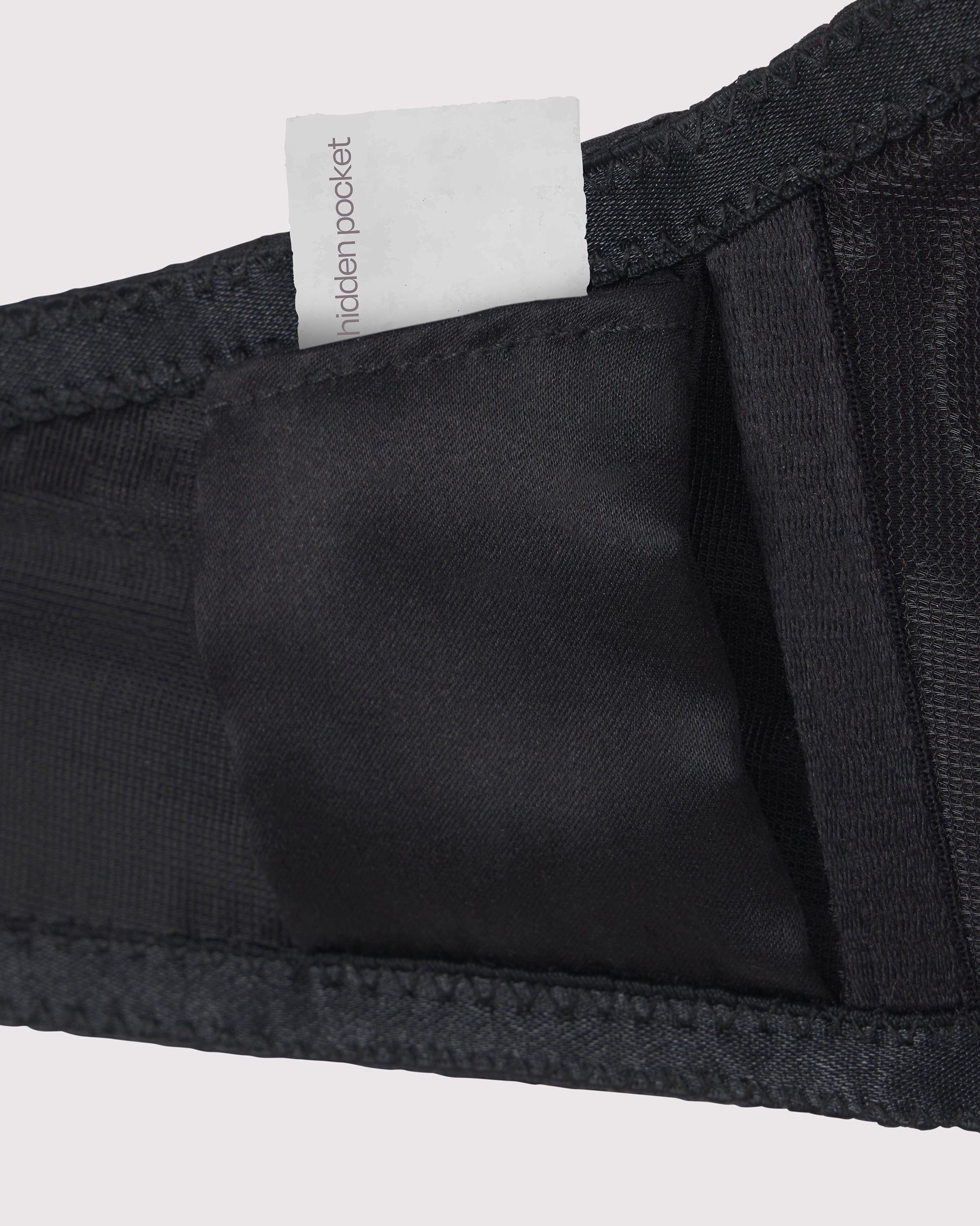 Black silk balconette bra with hidden pocket by lunatic femme luxury lingerie, lifewear, playwear, made in nyc